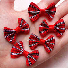 Scottish Tartan Checker Bows / Fabric Ribbon Bow Tie (5pcs / 30mm x 25mm / Red) Headband Making Card Decoration Sewing Packaging Supply F228
