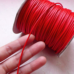 2mm Polyester Waxed Cord / Faux Leather Strap / Round String / Fake Leather Strip (2mm / 3 Meters / Red) Bracelet Necklace Findings A016
