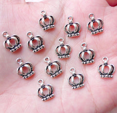 Tiny Crown Charms (12pcs / 9mm x 11mm / Tibetan Silver) Cute Jewellery Bracelet Necklace Earrings Bangle Anklet Bookmark Favor Charm CHM1486