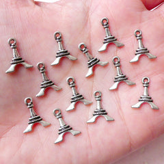 Tiny Eiffel Tower Charms (12pcs / 11mm x 13mm / Tibetan Silver) Cute Jewelry Bracelet Earrings Bangle Anklet Keychain Bookmark Charm CHM1487
