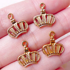 Small Crown Charms (4pcs / 12mm x 14mm / Gold) Dust Plug Charm Kawaii Decoden Anklet Bracelet Pendant Cute Keychain Wine Glass Charm CHM1488