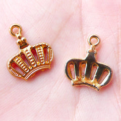 Small Crown Charms (4pcs / 12mm x 14mm / Gold) Dust Plug Charm Kawaii Decoden Anklet Bracelet Pendant Cute Keychain Wine Glass Charm CHM1488