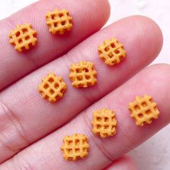 Miniature Waffle Fimo Cabochons Polymer Clay Sweets (8pcs / 6mm x 6mm) Dollhouse Food Earring Making Nail Art Decoration Scrapbook NAC195