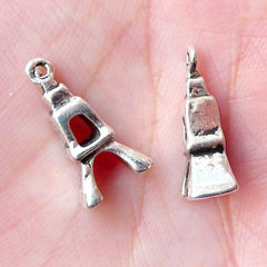 Silver Eiffel Tower Charms (6pcs / 9mm x 17mm / Tibetan Silver / 2 Sided) Pendant Bracelet Earring Bangle Keychain Zipper Pull Charm CHM1491
