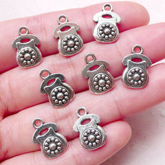CLEARANCE Telephone Charms (8pcs / 10mm x 15mm / Tibetan Silver / 2 Sided) Bracelet Bangle Pendant Necklace Earrings Keychain Dust Plug Charm CHM1502