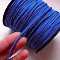 Faux Leather Strap / Leather Strip / Leather String / Suede Leather Cord / Suede Cord (3mm / 2 Meters / Blue) DIY Necklace Bracelet A014