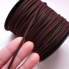 Suede Leather Straps / Leather Cord / Faux Leather Strip / Leather String Cord (3mm / 2 Meters / Dark Brown) Necklace Bracelet Findings A013