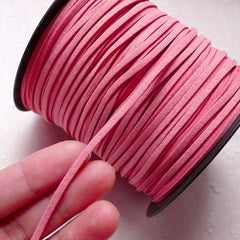 Suede Strip / Faux Leather Strips / Leather Strap / Leather Strings / Suede Leather Cord (3mm / 2 Meters / Pink) DIY Necklace Bracelet A002
