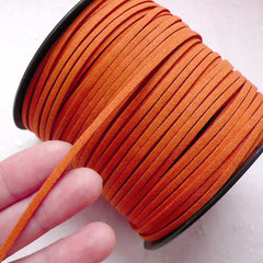 Suede Leather Cord / Leather Straps / Faux Leather Strip / Leather String Cord / Suede Cord (3mm / 2 Meters / Orange) Necklace Bracelet A006