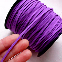 Suede Leather Strips / Faux Leather Cord / Leather Strap / Leather String Cord / Suede Cord (3mm / 2 Meters / Purple) Necklace Bracelet A007