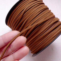 Faux Leather Strip / Leather Strap / Leather Strings / Suede Leather Cord / Suede Cord (3mm / 2 Meters / Light Brown) Necklace Bracelet A008