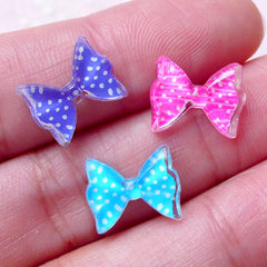 CLEARANCE Tiny Bow Resin Cabochon / Bow Tie Floating Charm (3pcs / 12mm x 10mm / Polka Dot) Nail Art Card Decoration Scrapbook Embellishment NAC246