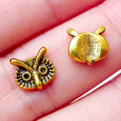 CLEARANCE Owl Floating Charms / Tiny Owl Cabochons (3pcs / 8mm x 7mm / Antique Gold) Nail Art Nail Decoration Earrings Making Embellishment NAC252