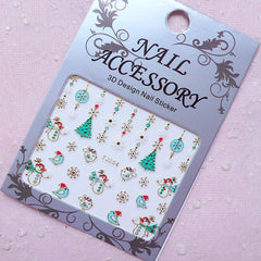 Christmas Nail Art Sticker (Christmas Tree, Snowflakes, Christmas Ornament, Snowman) Nail Deco Diary Decoration Card Making Manicure S262