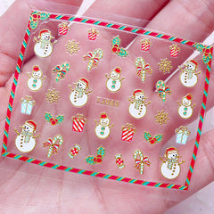 Christmas Nail Sticker (Candy Stick, Gift Box, Ornament, Snowflakes, Snowman) Nail Art Decoration Diary Deco Manicure Embellishment S265