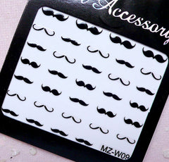 Mustache Nail Sticker / Kitsch Nail Art / Whimsical Nail Decoration / Diary Deco Manicure Embellishment Home Decor Collage Card Making S266