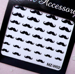 Mustache Nail Art / Whimsical Nail Sticker / Kitsch Nail Decoration / Nail Accessory / Diary Deco Scrapbooking Embellishment Manicure S267