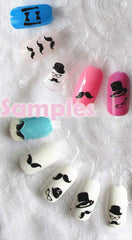 Mustache Nail Decoration / Whimsical Nail Art / Kitsch Nail Sticker / Nail Accessory / Manicure Scrapbooking Bow Tie Gentleman Hat S268