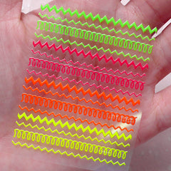 Neon Zigzag Nail Sticker / Zig Zag Nail Art / Funky Nail Decoration / Diary Deco DIY Card Manicure Scrapbook Embellishment Home Decor S271