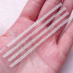 Lace Nail Art (White / Acanthus Scroll, Heart) Wedding Nail Sticker Bridal Nail Decoration Card Making Scrapbook Embellishment Manicure S276