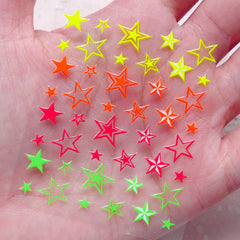 Neon Star Nail Sticker / Kitsch Nail Art / Funky Nail Deco / Kawaii Diary Decoration Card Making Scrapbook Embellishment Manicure S270