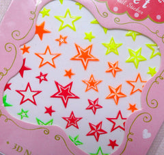 Neon Star Nail Sticker / Kitsch Nail Art / Funky Nail Deco / Kawaii Diary Decoration Card Making Scrapbook Embellishment Manicure S270