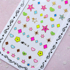 Colorful Nail Sticker (Star, Heart, Flower, Diamond) Color Nail Art Cute Nail Deco Diary Decoration Manicure Embellishment Scrapbooking S279