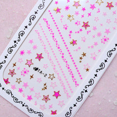 Star Nail Sticker (Gold & Pink) Cute Nail Art Kawaii Nail Decoration Diary Deco Manicure Scrapbooking Embellishment Card Making Collage S283