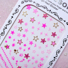 Star Nail Sticker (Gold & Pink) Cute Nail Art Kawaii Nail Decoration Diary Deco Manicure Scrapbooking Embellishment Card Making Collage S283