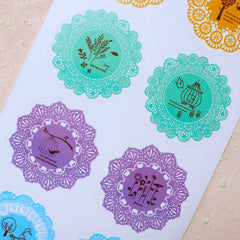 Doily Sticker / Round Lace Sticker Set (10pcs / Mix) Seal Sticker Product Wrap Gift Packaging Party Favor Decoration Embellishment S286