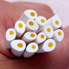 Egg Polymer Clay Cane / Dollhouse Food Fimo Cane (1 Piece) Miniature Food Kitsch Nail Art Nail Deco Whimsical Earring Making Scrapbook CFD02