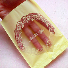 Just For You Gift Bags w/ Filigree Pattern (20pcs / Yellow) Plastic Candy Bags Gift Wrapping Product Packaging Supply (11cm x 13.5cm) GB123