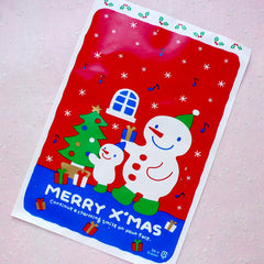 CLEARANCE Christmas Gift Bags w/ Cute Snowman & Christmas Tree Drawing (20pcs / Red and Blue) Gift Packaging Product Wrapping (17.3cm x 25.2cm) GB127