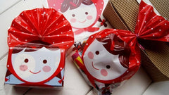 CLEARANCE Little Girl Gift Bags w/ Polka Dot Background (20pcs / Red) Cute Gift Wrapping Kawaii Product Packaging Supplies (12.8cm x 22cm) GB125