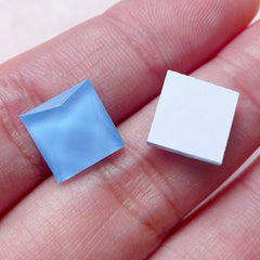 Square Cabochons (20pcs / Blue / 10mm / Flat Back) Facet Cut Glass Stud Embellishment Cellphone Case Deco Decoden DIY Earring CAB380