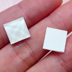 Faceted Square Cabochons (20pcs / White / 10mm / Flatback) Flat Back Glass Stud Scrapbook Cell Phone Decoration Jewellery Findings CAB383