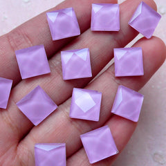 Facet Square Cabochons (20pcs / Purple / 10mm / Flat Back) Flatback Glass Rivet Scrapbooking Kawaii Cell Phone Deco Jewelry Making CAB384