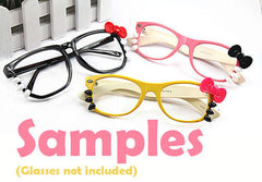 Bow & Whiskers Cabochons (1 Set / Pink, White) Sunglasses Decora Eyeglasses Nerd Glasses Decor Phone Case Decoration Kawaii Decoden CAB390