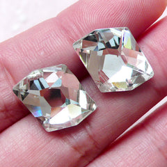 Irregular Point Back Glass Rhinestones (11mm x 14mm / Clear / 2pcs) Faceted Rhinestones Wedding Decoration Bridal Jewelry Scrapbook RHE112