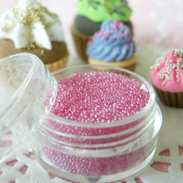 Miniature Sugar Balls Caviar Beads Faux Pearl Dragees Fake Cupcake Toppings Dollhouse Candy Sprinkles (Pink / 7g) Nail Decoration SPK14