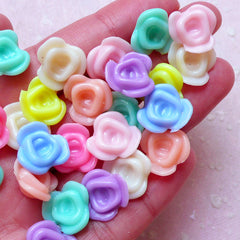 CLEARANCE Fairy Kei Decora Kei / Rose Flower Acrylic Beads (14mm / Assorted Pastel Color Mix / 30pcs) Plastic Loose Bead Kawaii Bracelet Necklace F269