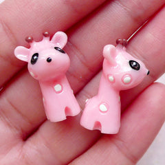 Giraffe Cabochon / 3D Animal Cabochon (2pcs / 14mm x 22mm / Pink) Cute Dust Plug Making Kawaii Decoden Miniature Amimal Fairy Garden CAB398