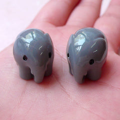 CLEARANCE Elephant Cabochon / 3D Animal Cabochon (2pcs / 15mm x 26mm x 22mm / Grey) Cute Dust Plug DIY Kawaii Decoden Dollhouse Fairy Garden CAB399