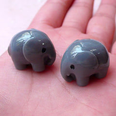 CLEARANCE Elephant Cabochon / 3D Animal Cabochon (2pcs / 15mm x 26mm x 22mm / Grey) Cute Dust Plug DIY Kawaii Decoden Dollhouse Fairy Garden CAB399