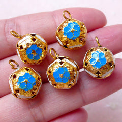 3D Bell Charms in Enamel Color (5pcs / 12mm x 16mm / Blue, White & Gold) Jewellery Supply Key Dust Plug Pouch Clutch Bag Charm DIY CHM1529