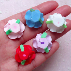 Polymer Clay Rose Cabochon / Fimo Flower (5pcs / 20mm / Mix / Flat Back) Floral Earrings Ring Hair Clip DIY Embellishment Scrapbook CAB405