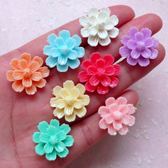 Floral Cabochon Mix / Assorted Flower Cabochon (8pcs / 22mm / Flatback) Earrings Ring Hair Pin Hairclip Cellphone Deco Scrapbooking CAB409