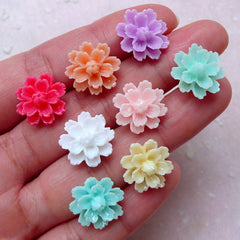 Assorted Small Flower Cabochon Mix (8pcs / 15mm / Flatback) Mini Floral Earrings Making Jewelry Supplies Scrapbook Embellishment CAB410