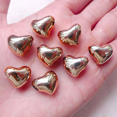 Acrylic Heart Bead / Spacer (8pcs / 16m x 13mm / Rose Gold) Large Big Hole Bead Light Weight Bead Chunky Necklace Wedding Decoration CHM1537