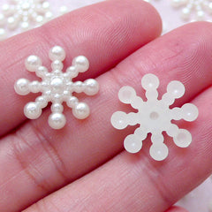 Snowflake Snow Pearl / ABS Fake Pearls (Cream White / 15mm / Around 30pcs) Christmas Deco Scrapbooking Embellishment Winter Decoration PES75